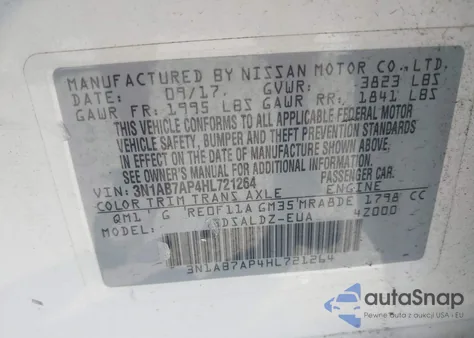 2017 Nissan Sentra Sv из США, поврежденный, VIN 3N1AB7AP4HL721264